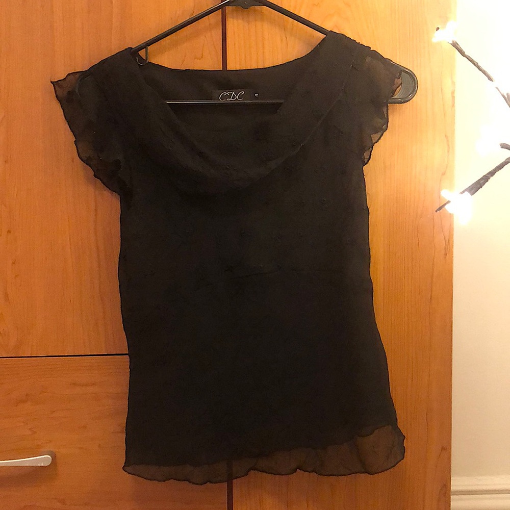 Black CDC Petite Blouse Size 4